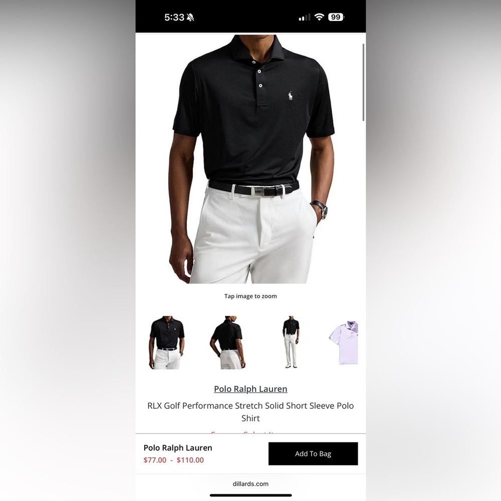Polo by Ralph Lauren Black Performance Polo Shirt
